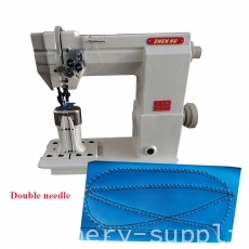 Double needle postbed roller feeding reverse shoes sewing machine